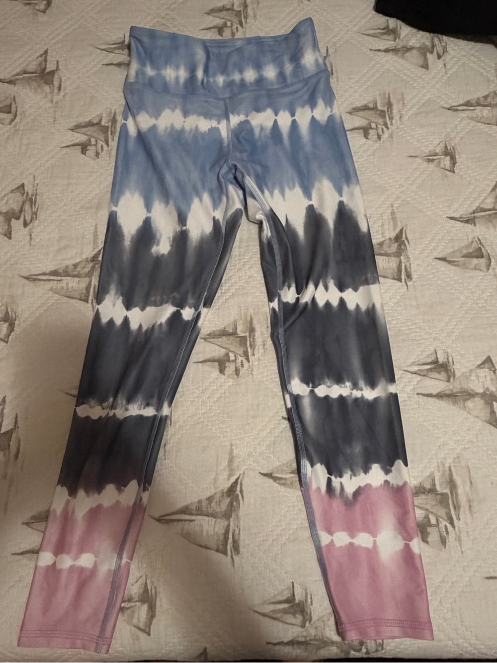 Wildfox Tie-Dye High-Waist Leggings in Blue, Gray & Pink